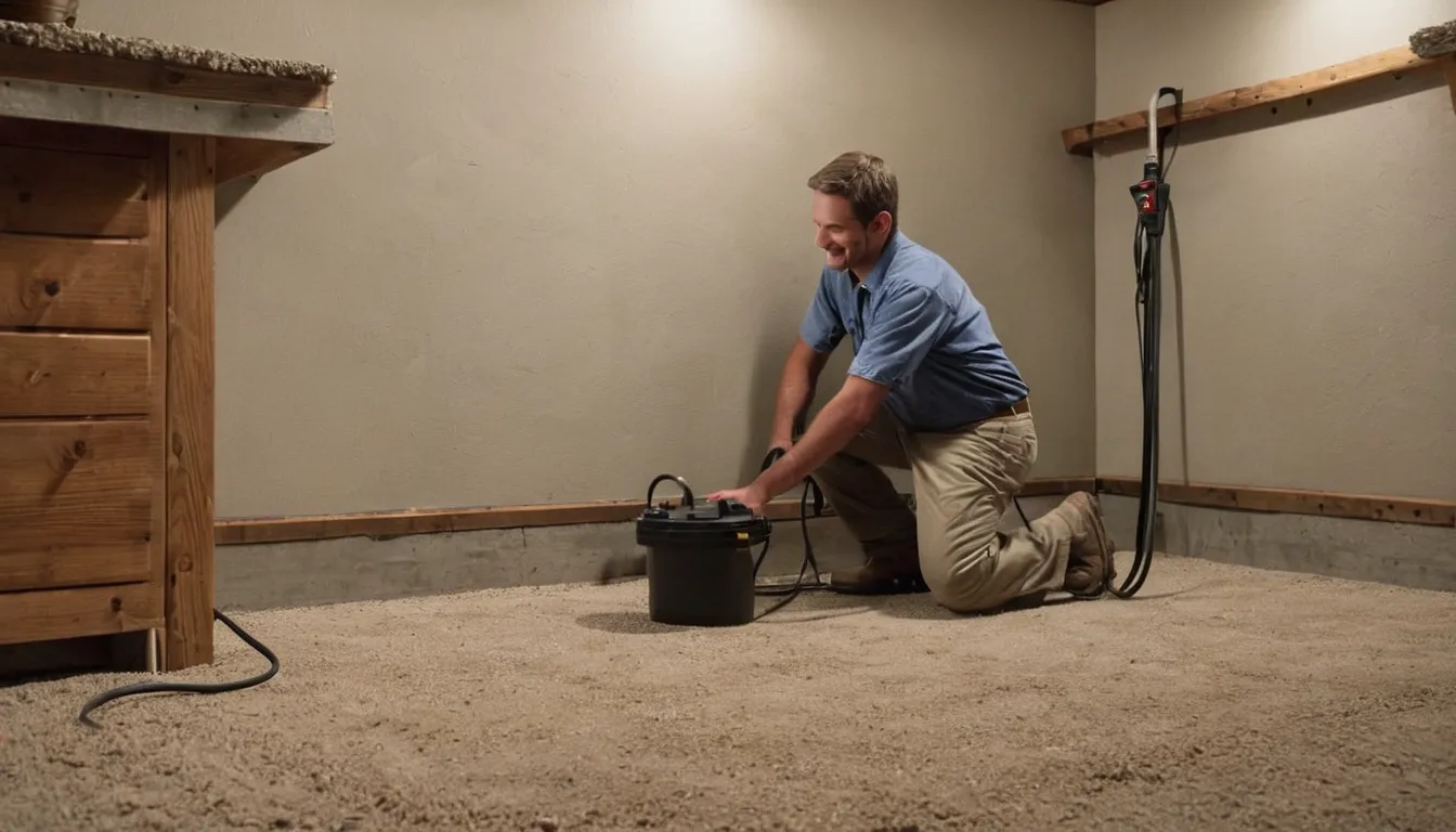 Friendly provider showing a homeowner a termite inspection finding near a basement foundation wall in the Overland Park area